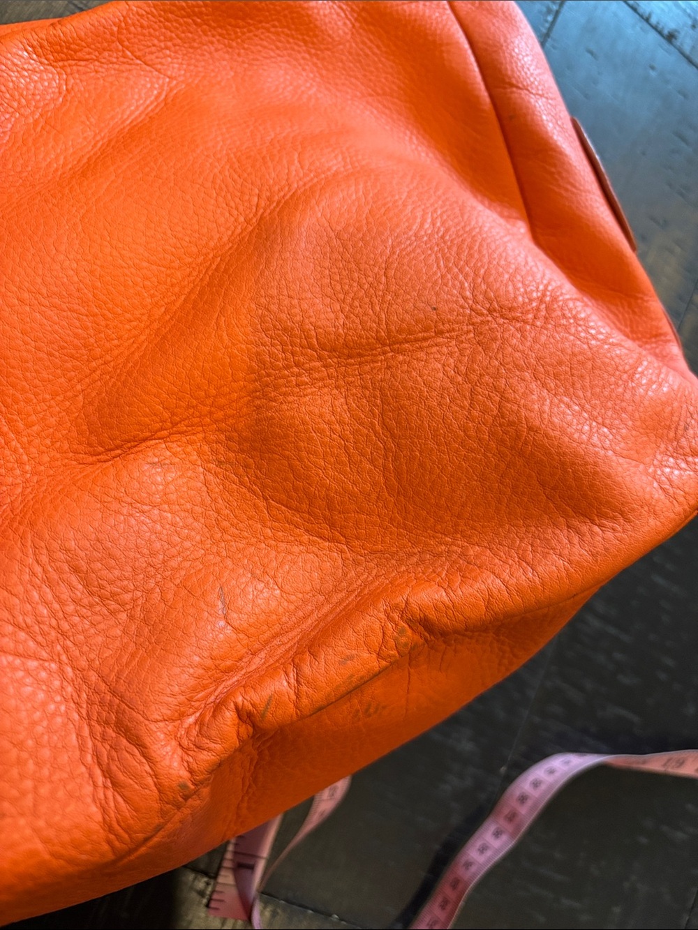 Lauren Ralph Lauren Orange Hobo Pebbled Leather Shoulder Bag Purse - Picture 10 of 14